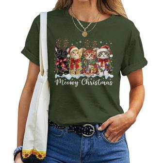 Meowy Catmas Cat Christmas Reindeer Xmas Family Women Women T-shirt - Thegiftio UK