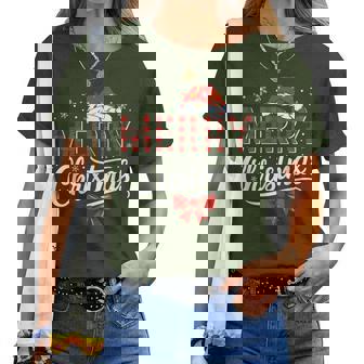 Merry Christmas Lights Santa Hat Xmas Family Women T-shirt - Thegiftio