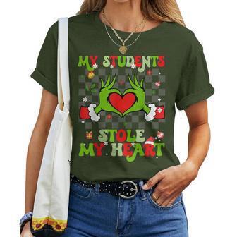 My Students Stole My Heart Christmas Xmas Teacher Women Women T-shirt - Thegiftio UK