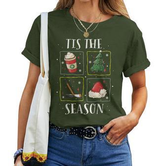 Tis The Season Ice Hockey Christmas Coffee Latte Xmas Tree Women T-shirt - Thegiftio UK