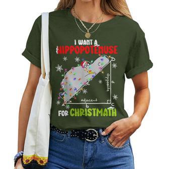 I Want A Hippopotamus For Christmas Xmas Hippo Math Teacher Women T-shirt - Thegiftio UK