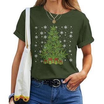 Weed Christmas Tree Xmas Cannabis 420 Pot Women Women T-shirt - Thegiftio UK