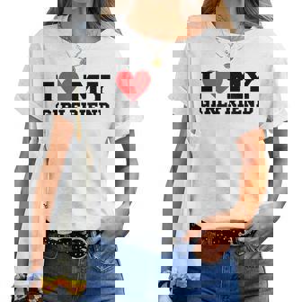 Amo La Mia Ragazza Colore Bianco Y2k Cuore Rosso Amore Maglietta da donna - Novitaregali