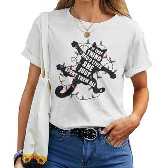 Black Cat Christmas Vacation Cat Mom Cat Dad Cat Lover Women T-shirt - Thegiftio UK