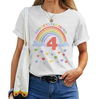 Children's Ich Bin 4 Jahreierth Birthday Rainbow T-shirt Frauen - Geschenkecke