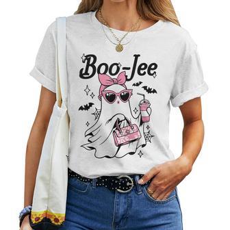 Cute Boo Jee Ghost Halloween Bandana Ghost Coffee Womens Women T-shirt - Thegiftio UK