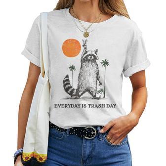 Everyday Is Trash Day Retro 90S Sunset Raccoon Trash Panda Women T-shirt - Thegiftio UK