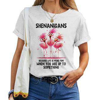 Flamingo Shenanigans Bird Watching Women T-shirt - Thegiftio UK