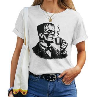 Frankenstein Coffee Drinker Horror And Caffeine Lovers Gray T-shirt Frauen - Geschenkecke