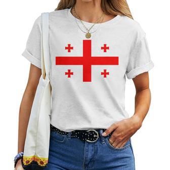 Georgia Flag Georgia Flag Georgian Flags Women's T-shirt Frauen - Seseable