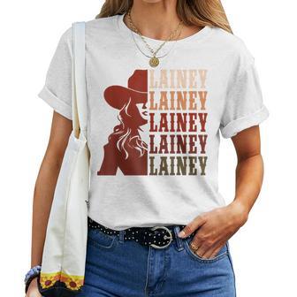 Girl Retro First Name Lainey Personalized Cowgirl Party Women T-shirt - Thegiftio UK