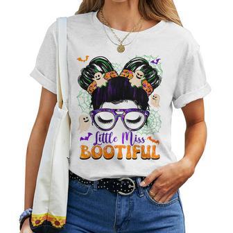 Groovy Messy Bun Bootiful Halloween Boo Ghost Girls Toddlers Women T-shirt - Thegiftio UK