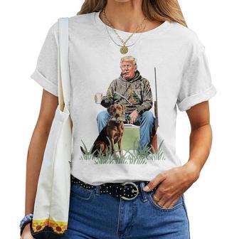 Hunting Trump Camouflage Duck Hunting Season Maga Women T-shirt - Thegiftio UK