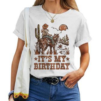It's My Birthday Cowboy Riding Horse Western Family Matching Women T-shirt - Thegiftio UK