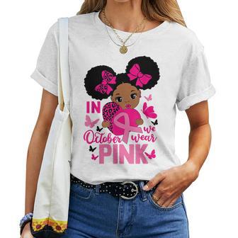 Messy Bun In October We Wear Pink Girls Toddlers Women T-shirt - Thegiftio UK