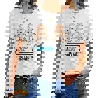 Mom Of Twin Pregnancy Twins Loading Pregnant With Twins Women T-shirt - Monsterry