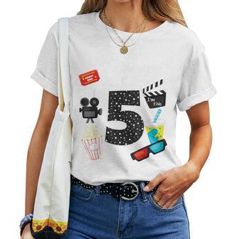 Movie Party 5Th Birthday Party 5 Year Old Birthday Boy Girl Women T-shirt - Monsterry