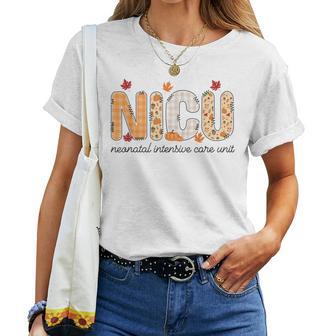 Nicu Nurse Autumn Fall Neonatal Intensive Care Unit Women T-shirt - Thegiftio UK