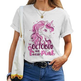 In October We Wear Pink Unicorn Breast Cancer Girls Women T-shirt - Thegiftio UK