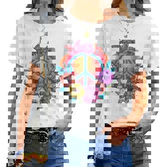 Pace Segno Fiore Anni '60 E '70 Farfalla Pace Maglia Con Maniche Raglan Maglietta da donna - Novitaregali