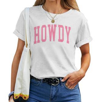 Preppy Cowgirl Varsity Pink Howdy Western Girls Women T-shirt - Thegiftio UK