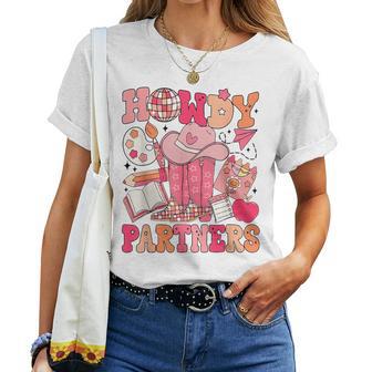 Retro Howdy Teacher Disco Ball Cowboy Cowgirl Back To School Women T-shirt - Thegiftio UK