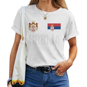 Serbia Flag Srbija Football Fan Women's Children's Red T-shirt Frauen - Seseable