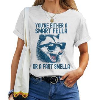 Are You A Smart Fella Or Fart Smella Sarcastic Racoon Women T-shirt - Thegiftio UK