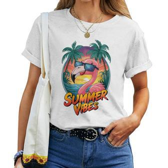 Summer Vibes Flamingo Beach Sunset Tropical Women T-shirt - Monsterry UK