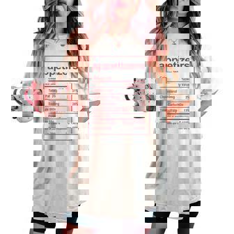 Appetizers Nutrition Facts Thanksgiving Christmas Women's Oversized Comfort T-shirt - Monsterry