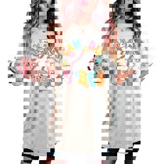 Baseball Game Day Baseball Player Groovy Girls Women's Oversized Comfort T-shirt - Monsterry