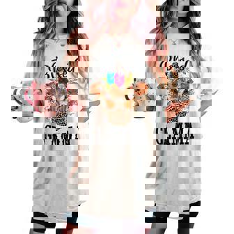 Blessed Glamma Christmas For Grandma Women's Oversized Comfort T-shirt - Monsterry