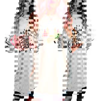 Blessed Glamma Christmas Truck Grandma Women's Oversized Comfort T-shirt - Monsterry