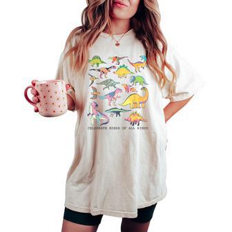 Celebrate Minds Of All Kinds Autism Dinosaur Second Grade Women's Oversized Comfort T-shirt - Thegiftio UK