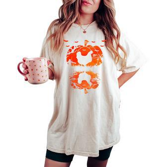Chicken Silhouette Pumpkin Halloween Chicken Witch Women's Oversized Comfort T-shirt - Thegiftio UK