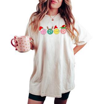 Christmas Pickleball Player Xmas Lights Reindeer Elf Women Women's Oversized Comfort T-shirt - Thegiftio UK