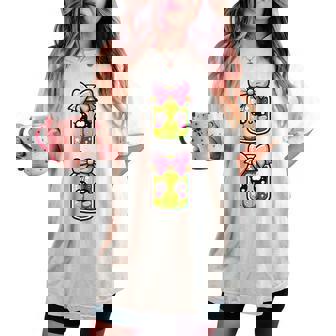 Coquette Bows With Pickle Jars Cute Coquette Girl Pickle Women's Oversized Comfort T-shirt - Monsterry