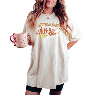Critical Care Nurse Halloween Rn Icu Nursing Witch On Broom Women's Oversized Comfort T-shirt - Thegiftio UK