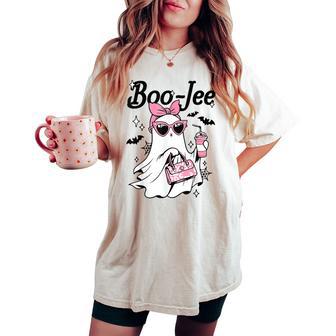 Cute Boo Jee Ghost Halloween Bandana Ghost Coffee Womens Women's Oversized Comfort T-shirt - Thegiftio UK