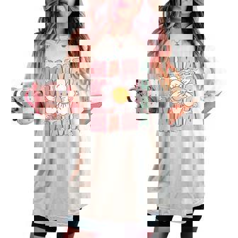 Cute Groovy Mama Matching Family Birthday Party Daisy Flower Women's Oversized Comfort T-shirt | Seseable CA