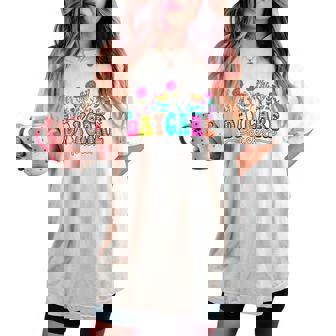 Daycare Teacher Floral First Day Back To School Teaching Women's Oversized Comfort T-shirt | Mazezy