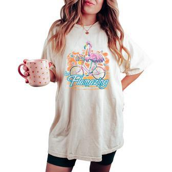 Be Flamazing Flamingo Bicycle Lover Summer Vibes Women's Oversized Comfort T-shirt - Monsterry