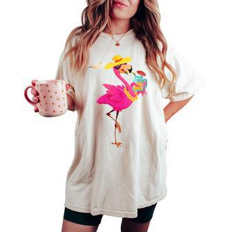 Flamingo Beach Summer Vibes Palm Trees Tropical Summer Women's Oversized Comfort T-shirt - Monsterry UK