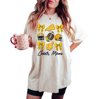 Football Coquette Bow Cheer Mom Yellow Women's Oversized Comfort T-shirt - Thegiftio UK