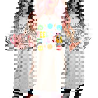 Groovy Feel Your Feelings School Counselor Mental Health Women's Oversized Comfort T-shirt - Thegiftio