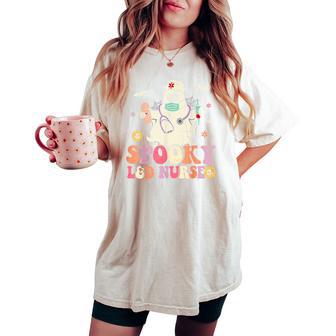 Groovy Labor & Delivery Nurse Halloween Ghost L&D Nurse Women's Oversized Comfort T-shirt - Thegiftio UK