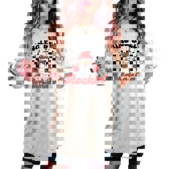 Groovy Retro Jingle Bell Rockin Santa Christmas Xmas Women's Oversized Comfort T-shirt - Monsterry