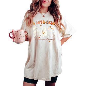 Groovy Retro I Love Fall Prevention Fall Physical Therapy Women's Oversized Comfort T-shirt - Thegiftio UK
