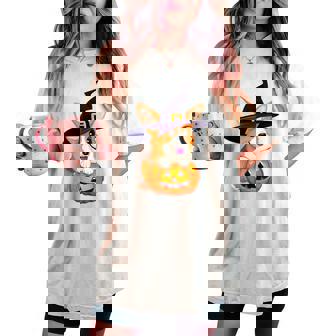 Halloween Corgi Witch Hat Boy Girl Women's Oversized Comfort T-shirt - Seseable