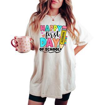 Happy First Day Of School For Teachers Girls Boys Women's Oversized Comfort T-shirt - Thegiftio UK